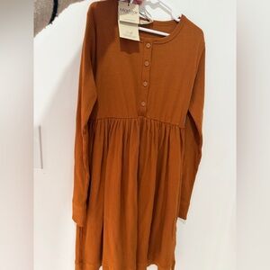 Girls' Long Sleeve Brown Dress